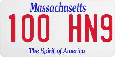 MA license plate 100HN9