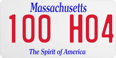 MA license plate 100HO4
