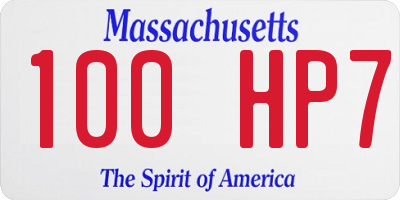 MA license plate 100HP7