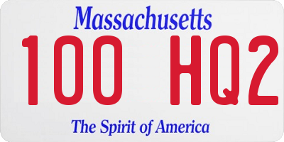 MA license plate 100HQ2