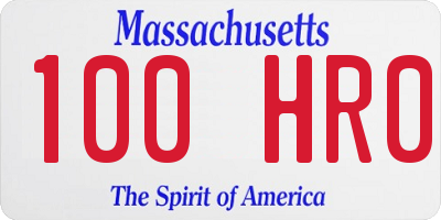 MA license plate 100HR0