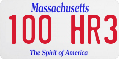 MA license plate 100HR3