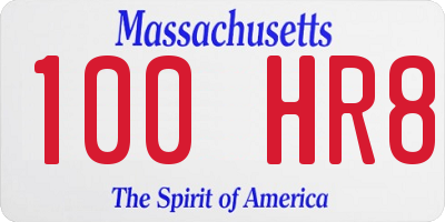 MA license plate 100HR8