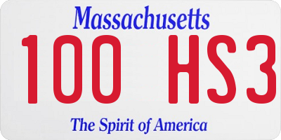 MA license plate 100HS3