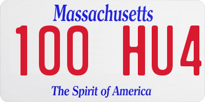 MA license plate 100HU4