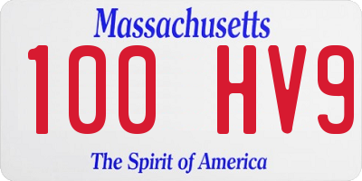 MA license plate 100HV9