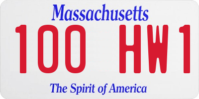 MA license plate 100HW1