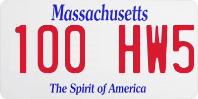 MA license plate 100HW5