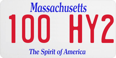 MA license plate 100HY2