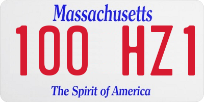 MA license plate 100HZ1