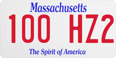 MA license plate 100HZ2