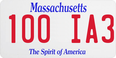 MA license plate 100IA3