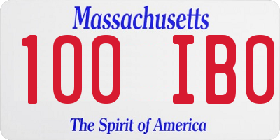MA license plate 100IB0