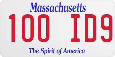 MA license plate 100ID9