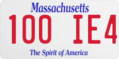 MA license plate 100IE4