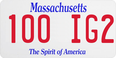 MA license plate 100IG2