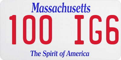 MA license plate 100IG6