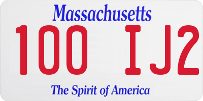 MA license plate 100IJ2