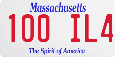 MA license plate 100IL4