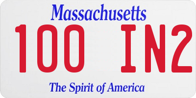 MA license plate 100IN2