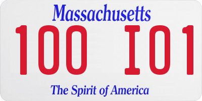 MA license plate 100IO1