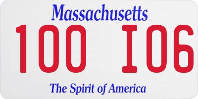 MA license plate 100IO6