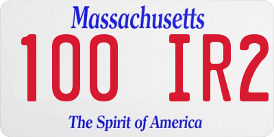 MA license plate 100IR2