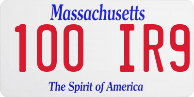MA license plate 100IR9