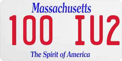 MA license plate 100IU2