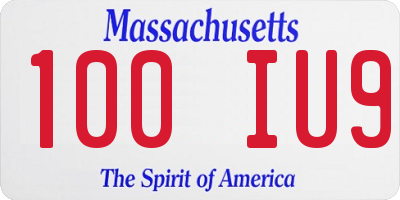 MA license plate 100IU9