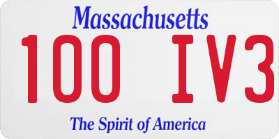 MA license plate 100IV3