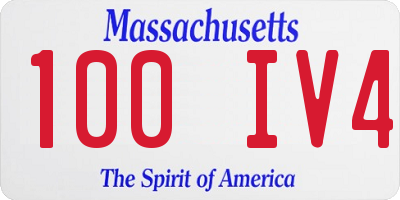 MA license plate 100IV4