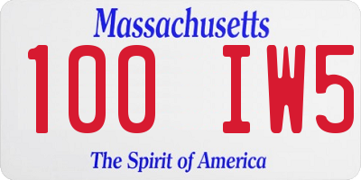 MA license plate 100IW5