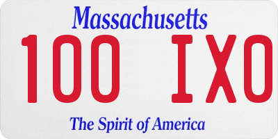 MA license plate 100IX0