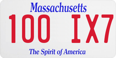 MA license plate 100IX7