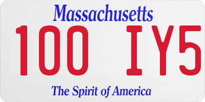 MA license plate 100IY5