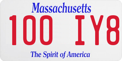 MA license plate 100IY8