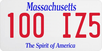 MA license plate 100IZ5