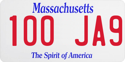 MA license plate 100JA9