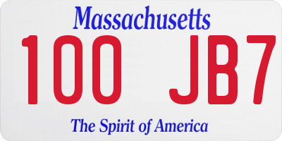 MA license plate 100JB7