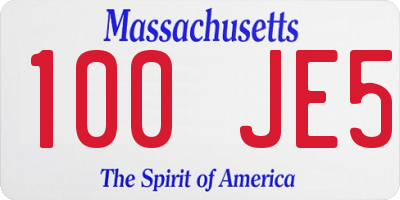 MA license plate 100JE5