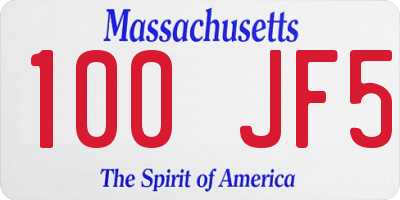 MA license plate 100JF5