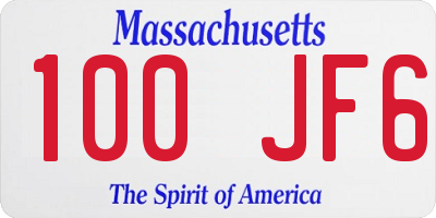 MA license plate 100JF6