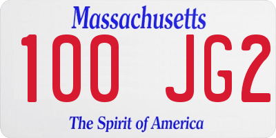 MA license plate 100JG2