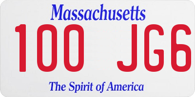 MA license plate 100JG6