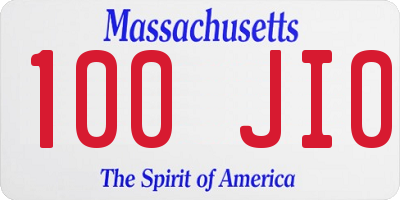 MA license plate 100JI0