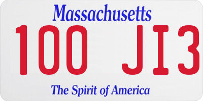 MA license plate 100JI3