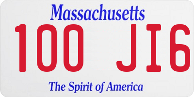 MA license plate 100JI6