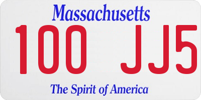 MA license plate 100JJ5