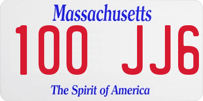 MA license plate 100JJ6